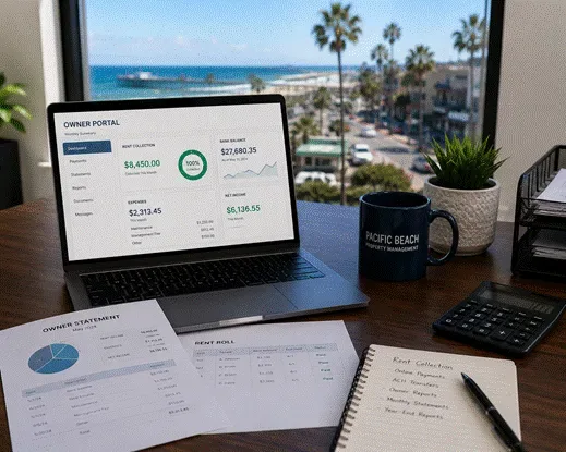 Rent collection and owner financial reporting in Pacific Beach